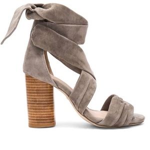 Raye x Love & Lemons gray suede wrap around Mia shoes sandals 38.5 from revolve